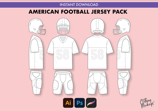 American Football Uniform Design Pack – Jersey, Shorts & Helmet Templates
