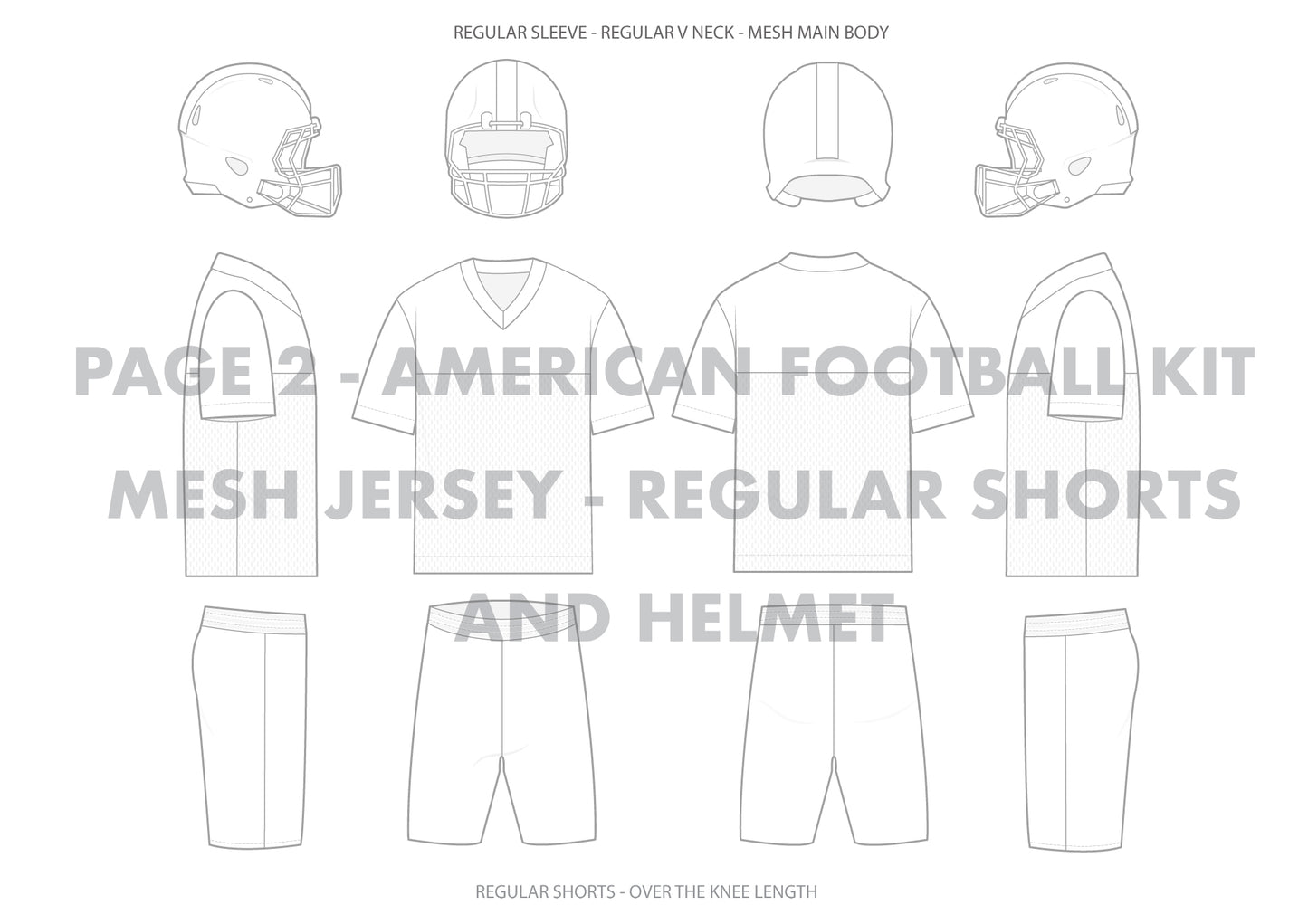American Football Uniform Design Pack – Jersey, Shorts & Helmet Templates
