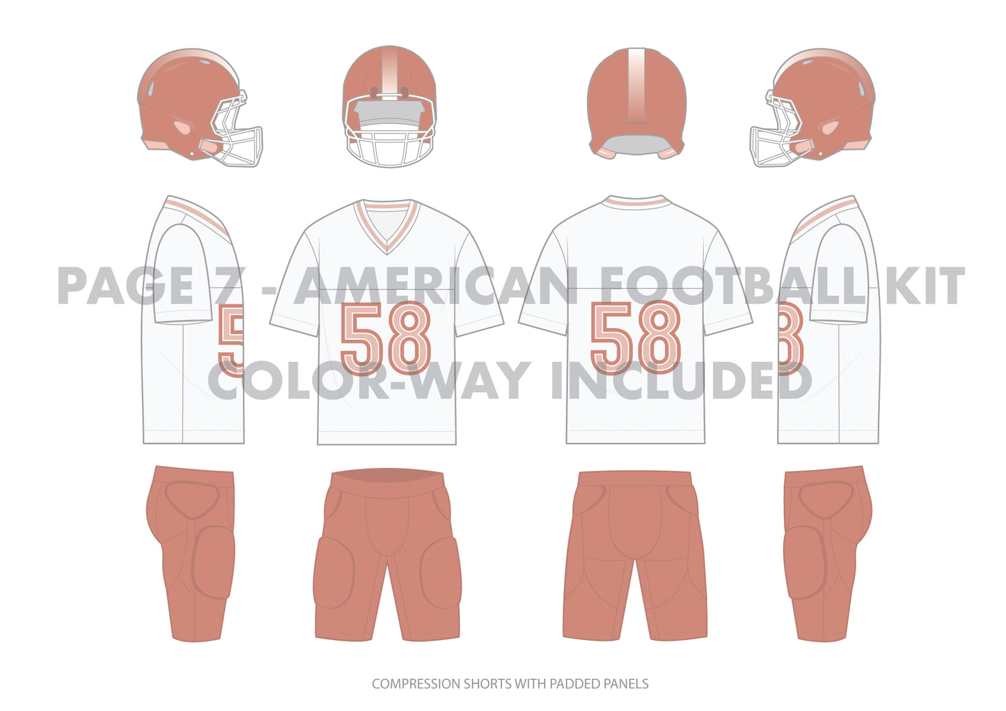 American Football Uniform Design Pack – Jersey, Shorts & Helmet Templates