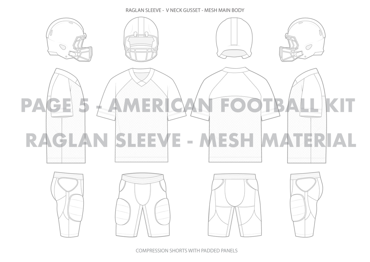 American Football Uniform Design Pack – Jersey, Shorts & Helmet Templates