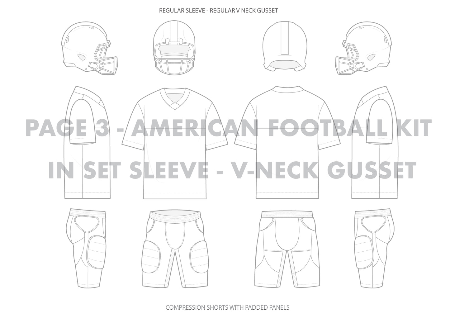American Football Uniform Design Pack – Jersey, Shorts & Helmet Templates