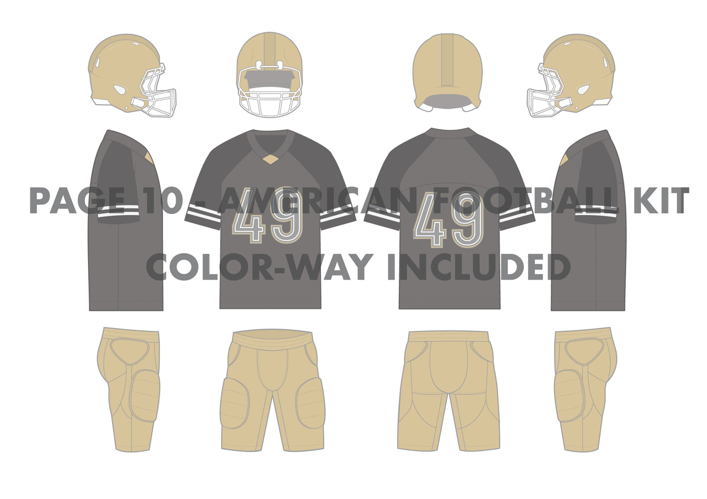 American Football Uniform Design Pack – Jersey, Shorts & Helmet Templates