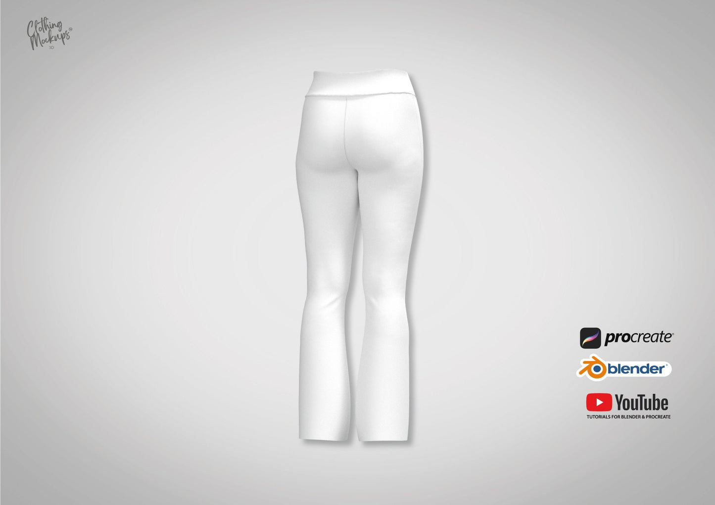 3D Flared Leggings Tights Procreate Blender Canva Photoshop tutorials included easy beginner friendly
