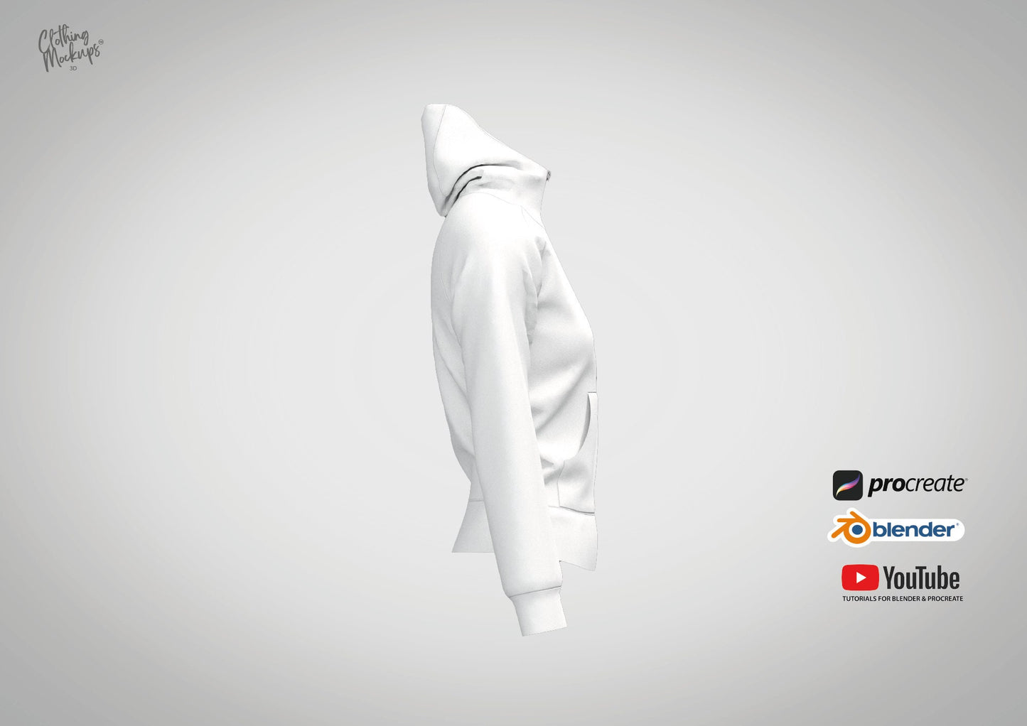 3D mockup Half zip hoodie Procreate Blender Canva Photoshop tutorials included easy beginner friendly