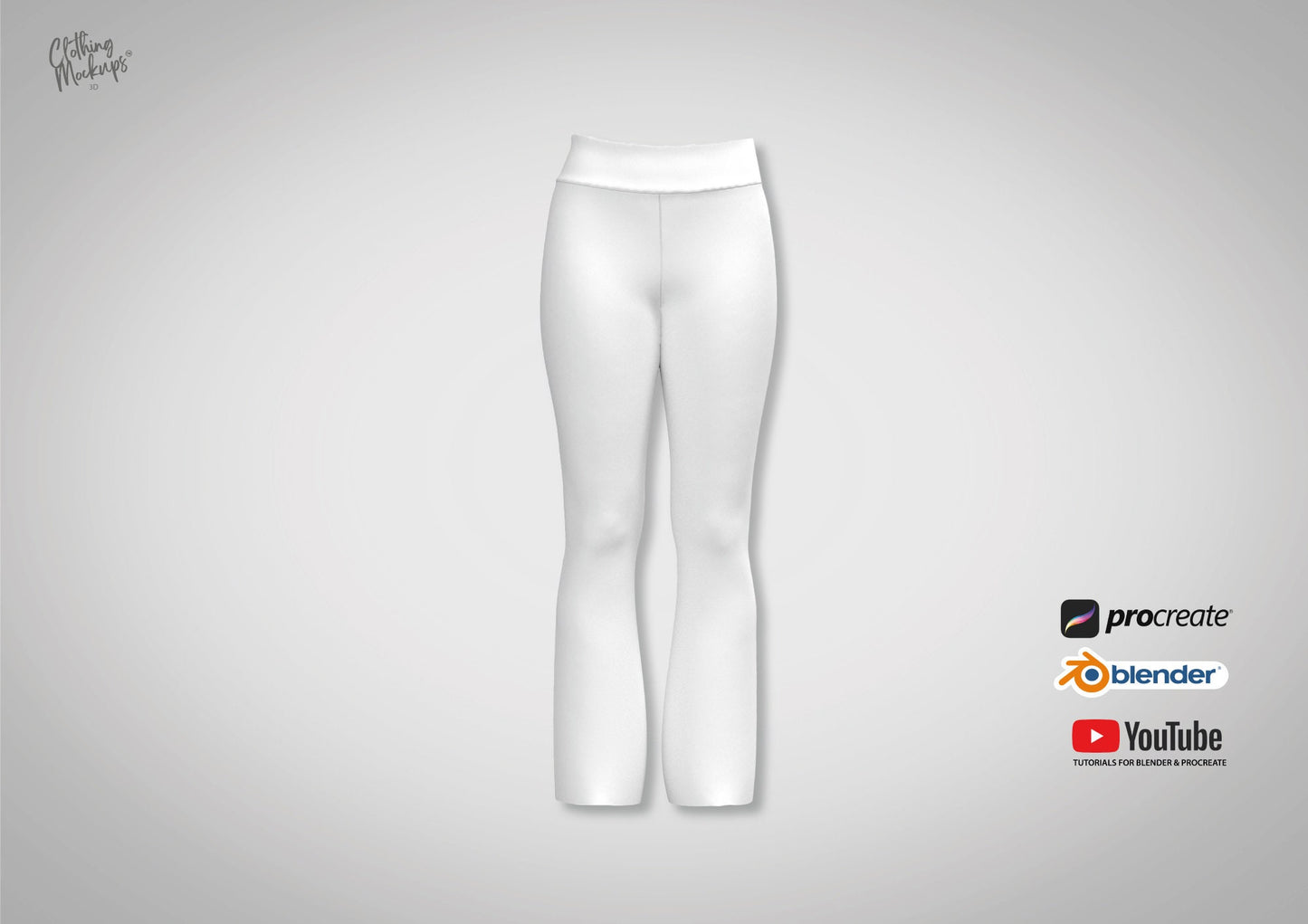 3D Flared Leggings Tights Procreate Blender Canva Photoshop tutorials included easy beginner friendly