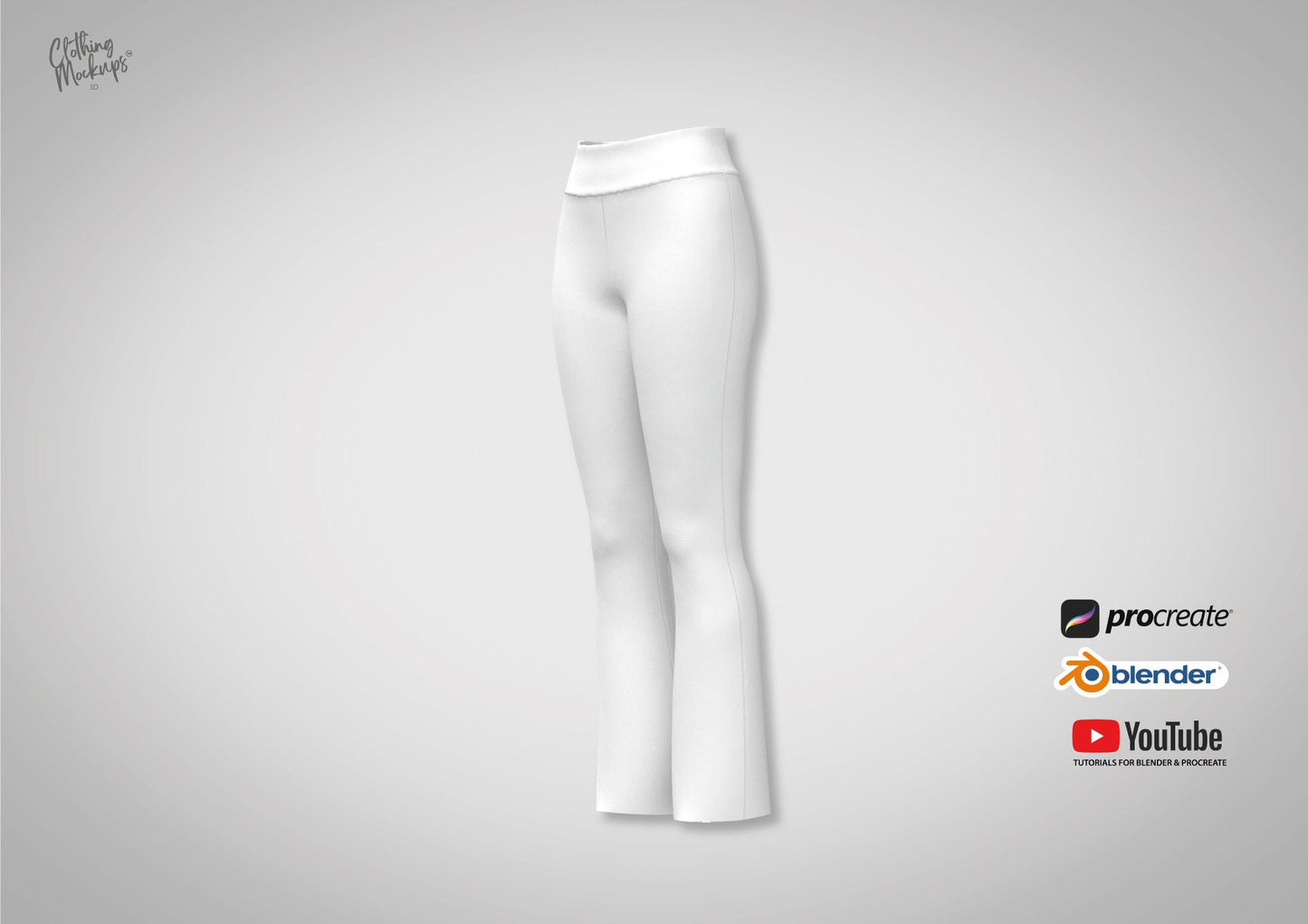 3D Flared Leggings Tights Procreate Blender Canva Photoshop tutorials included easy beginner friendly