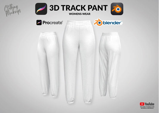 3D Track Pant Joggers Sweatpants Procreate iPad Blender PC Mac animation women's mockup beginner friendly tutorial included