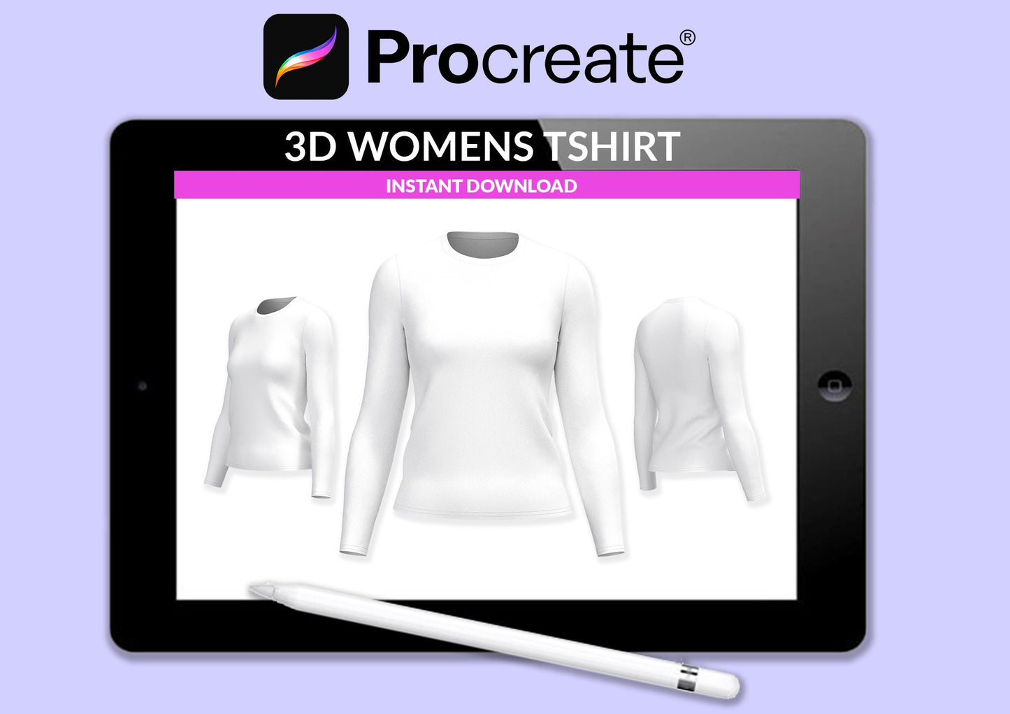 3D Tshirt Blender Procreate Long Sleeve Womens Fashion Mockup Apparel Design Womenswear clothing design with easy beginner friendly tutorial