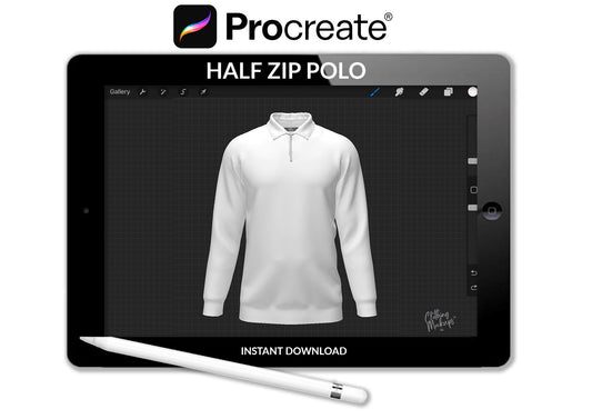 3D Mockup Polo Procreate half zip long sleeve fashion design illustration