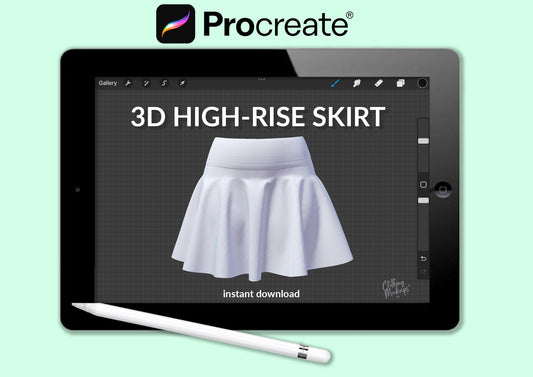 3D Procreate Skirt Fashion Mockup Apparel Design Womenswear Yoga Training Gym Clothing for Art and Graphic Illustration Drawings