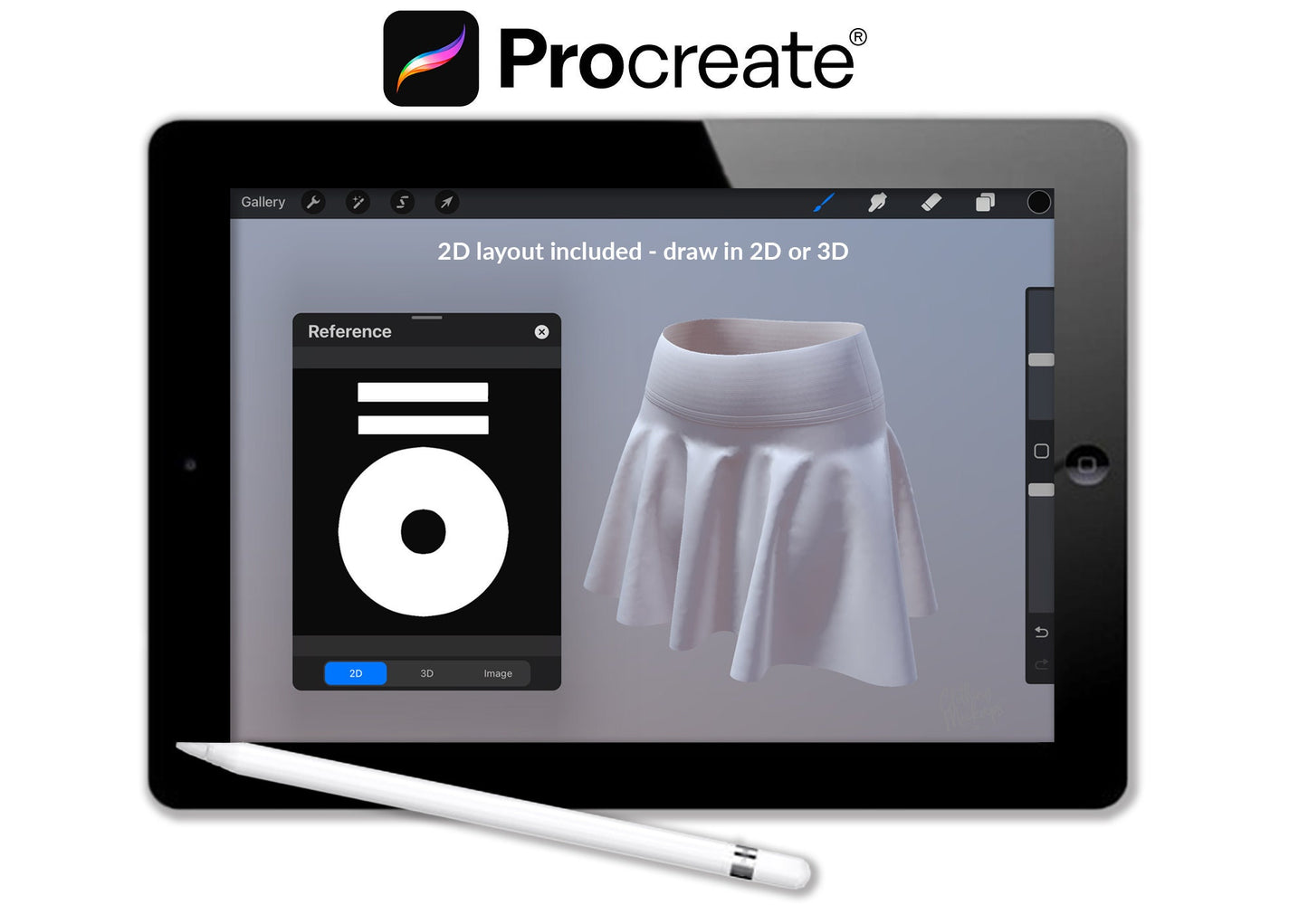 3D Procreate Skirt Fashion Mockup Apparel Design Womenswear Yoga Training Gym Clothing for Art and Graphic Illustration Drawings