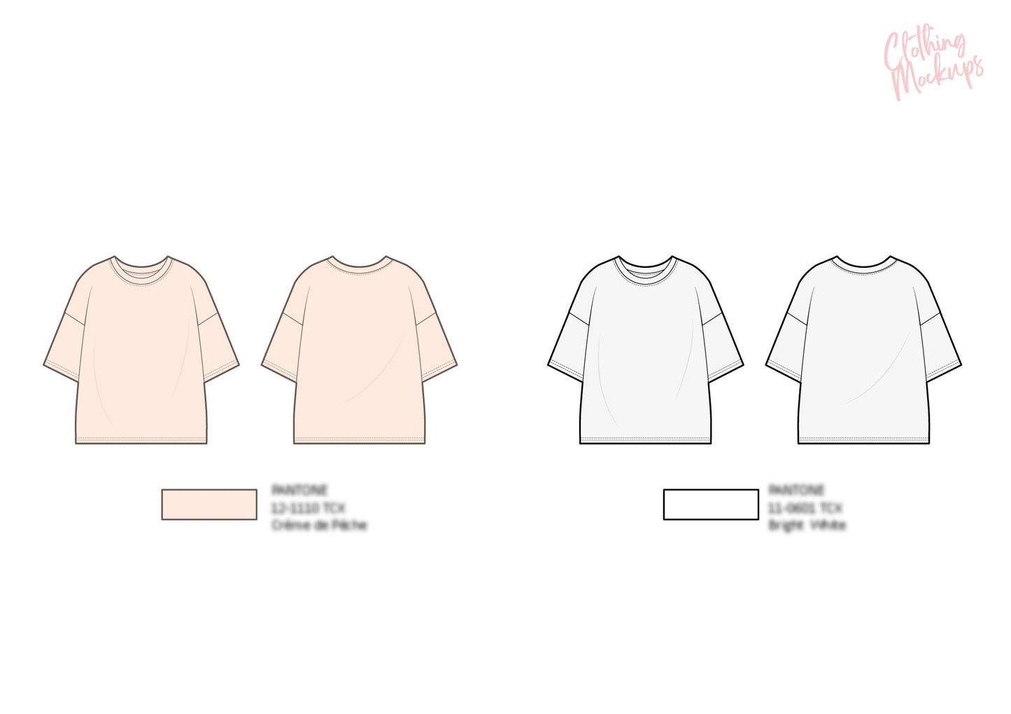 Flat Technical Drawing - Oversized Boxy t-shirt template