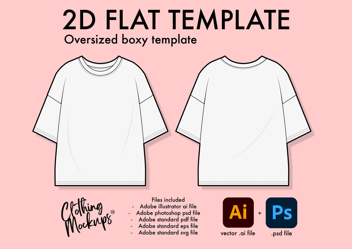 Flat Technical Drawing - Oversized Boxy t-shirt template