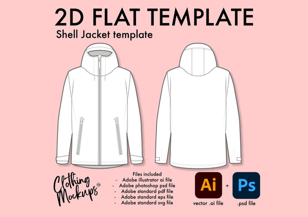 Flat Technical Drawing - Jacket template - shell, windbreaker, 3 layer ...
