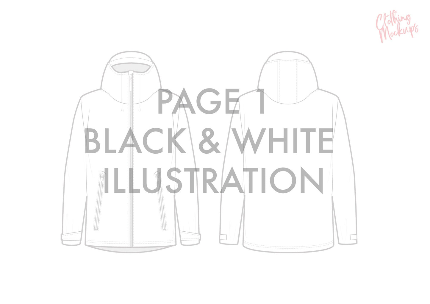 Flat Technical Drawing - Jacket template - shell, windbreaker, 3 layer PU jacket