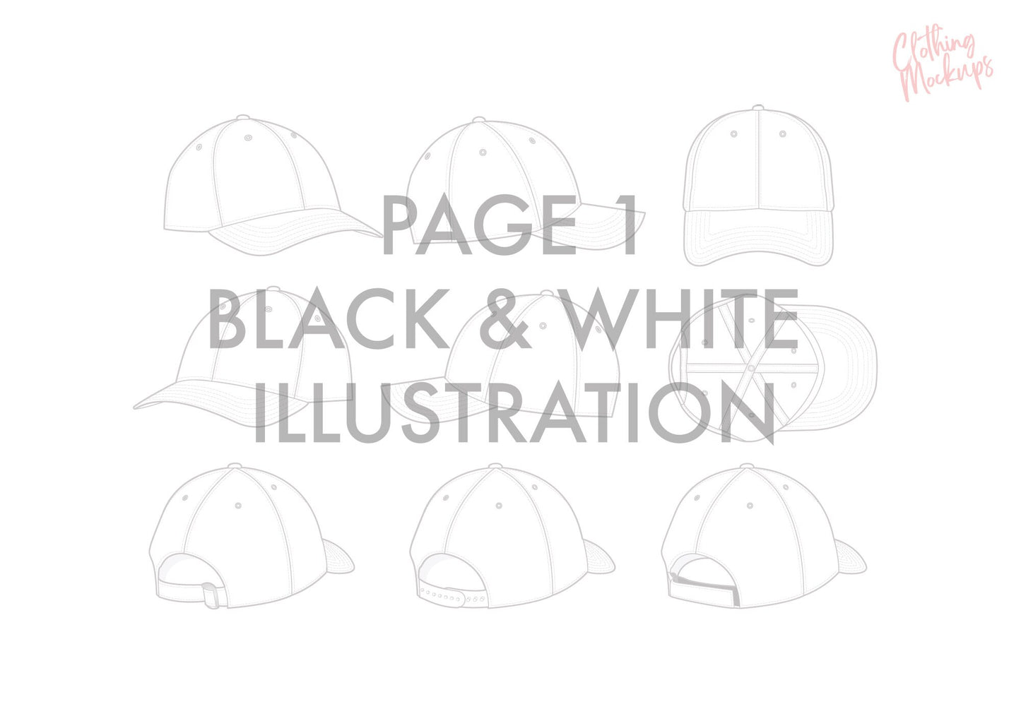 Flat Technical Drawing - Baseball cap vector illustration