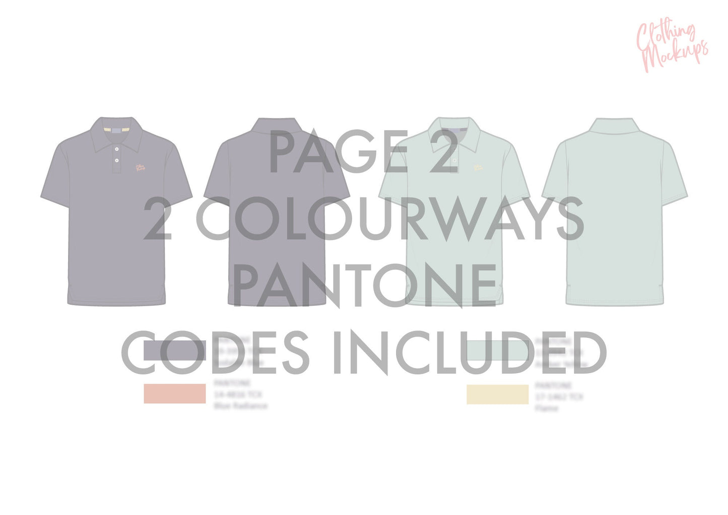 Flat Technical Drawing - Polo shirt template - pique cotton