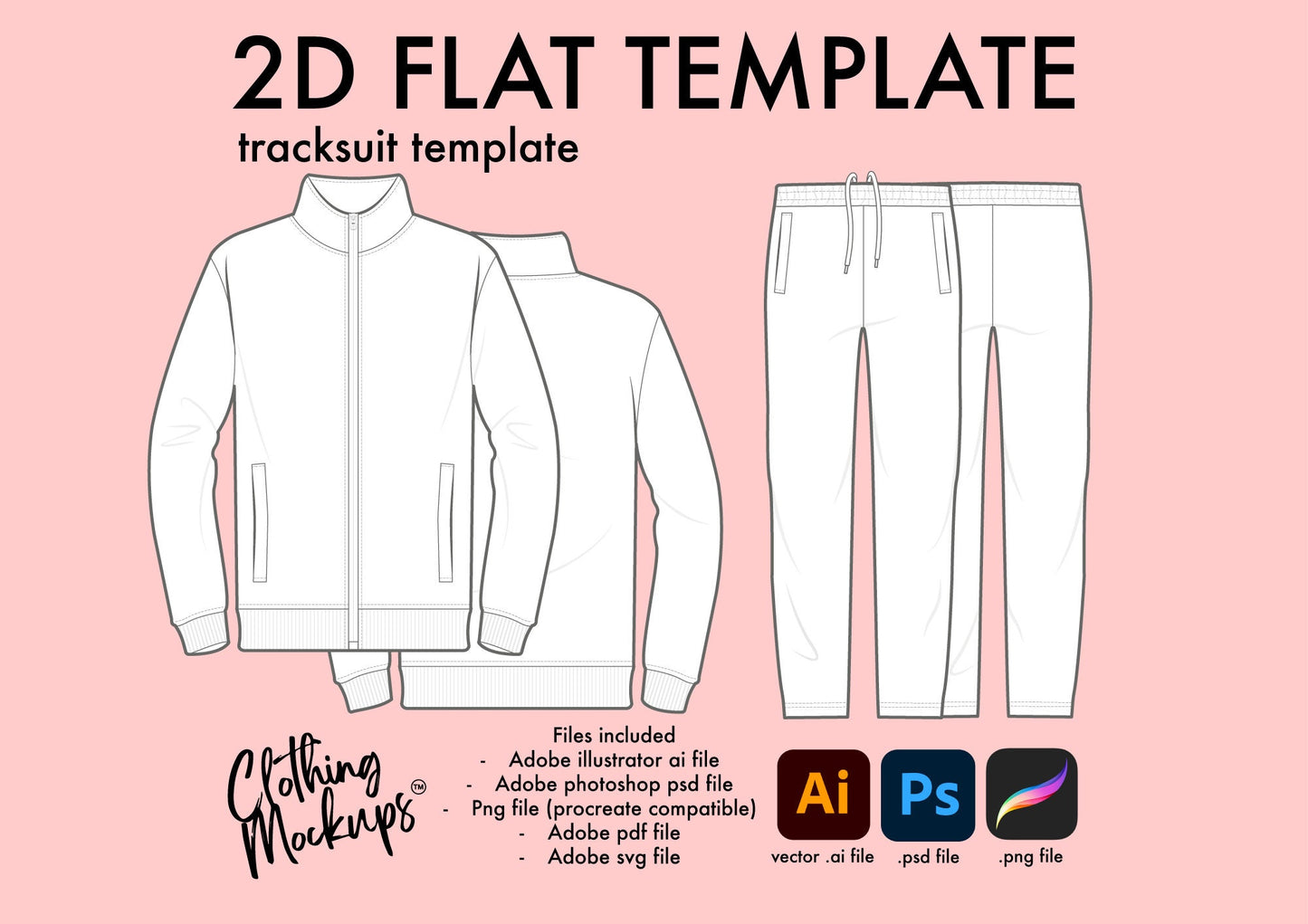 Tracksuit - Flat Technical fashion drawing illustration