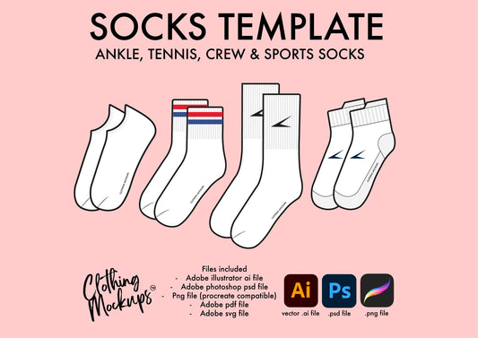 Flat Technical Drawing - Socks illustration