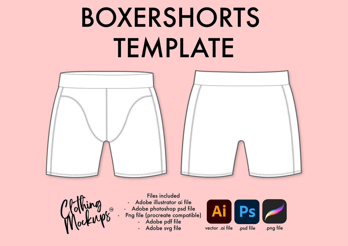 Flat Technical Drawing - Boxershorts illustration