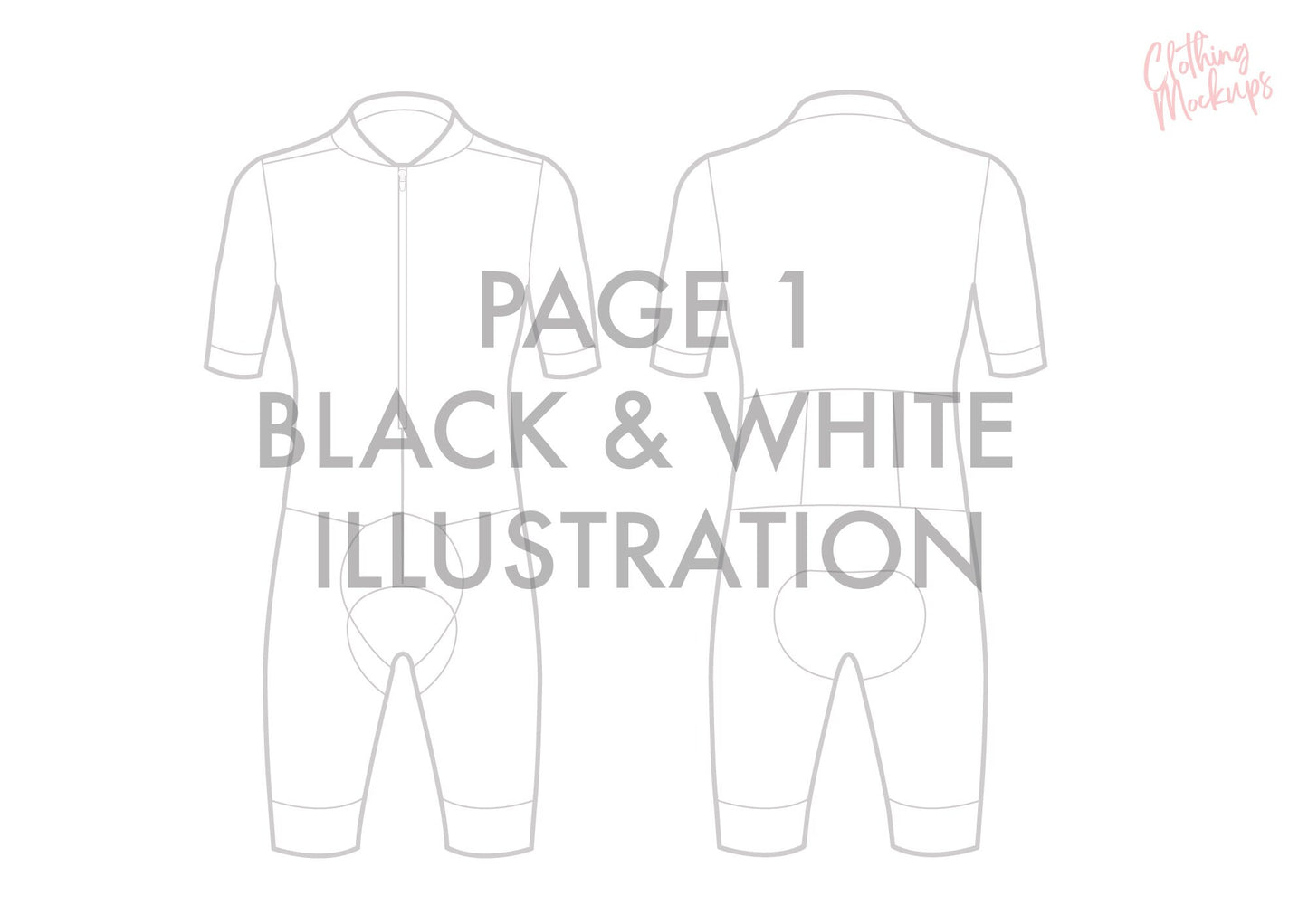 Flat Technical Drawing - Cycling Racesuit template