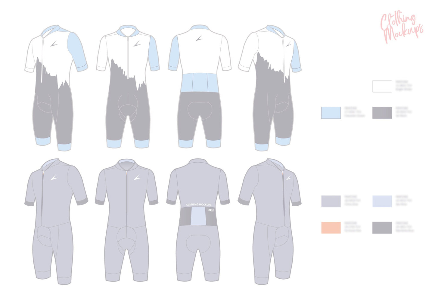 Flat Technical Drawing - Cycling Racesuit template