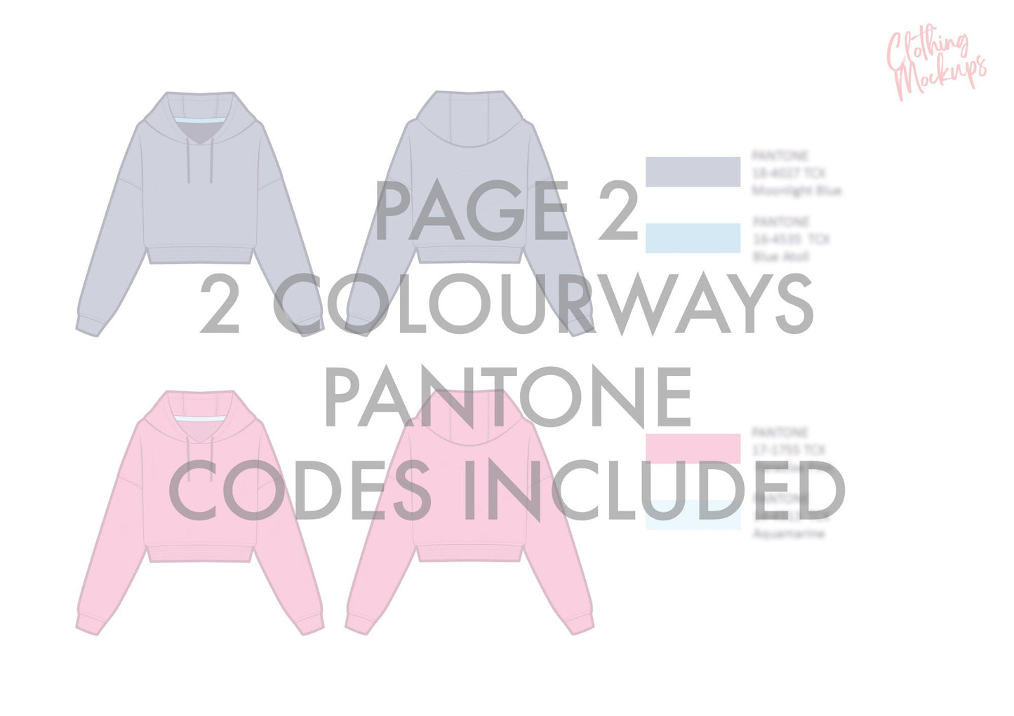 Flat Technical Drawing - Cropped Hoodie Template