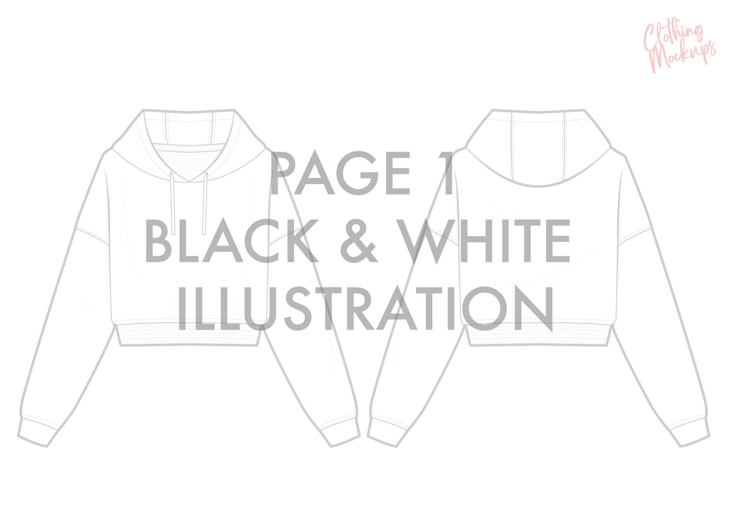 Flat Technical Drawing - Cropped Hoodie Template