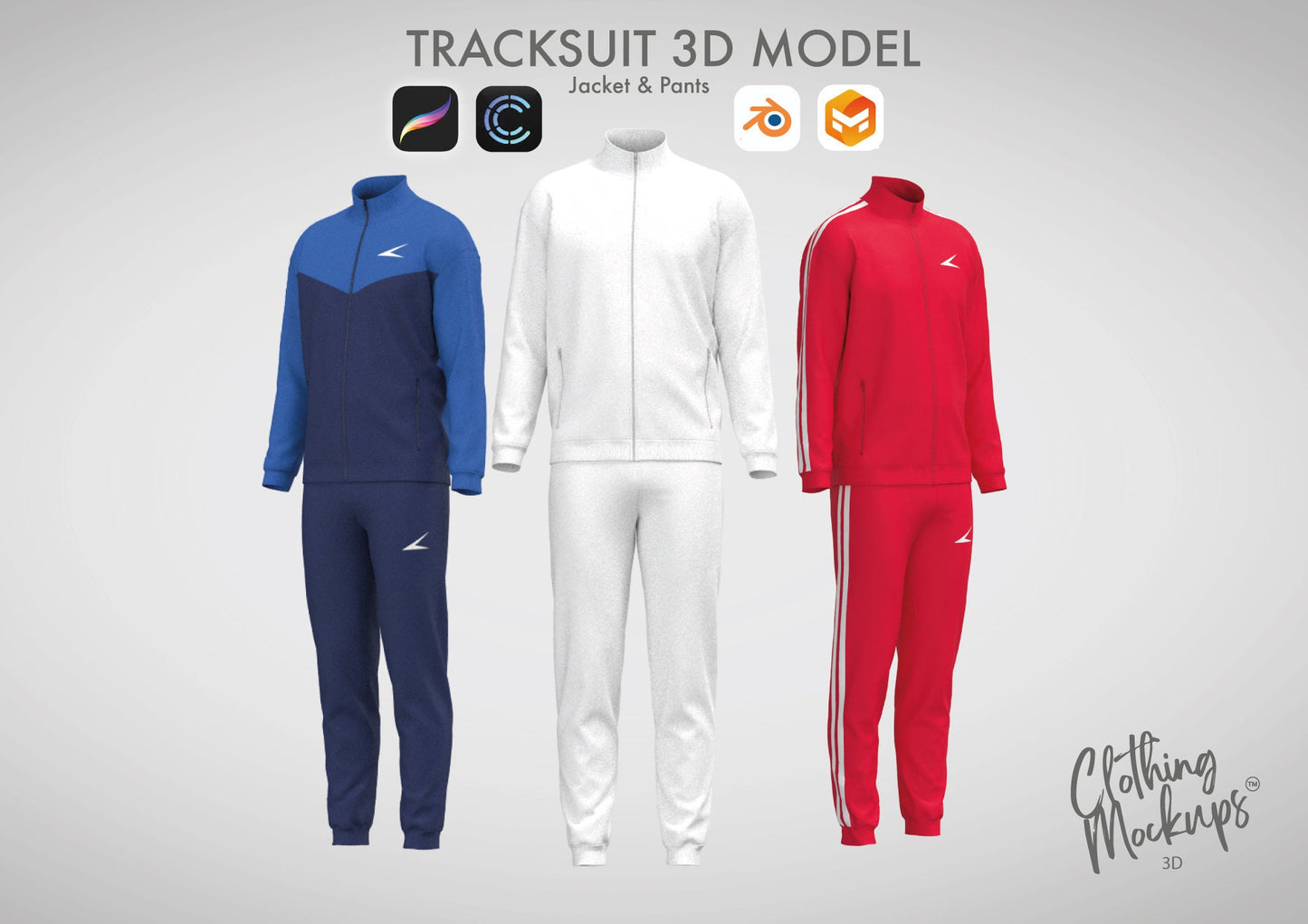 3D Tracksuit - Procreate / obj / Blender / Marvelous Designer / CLO3D