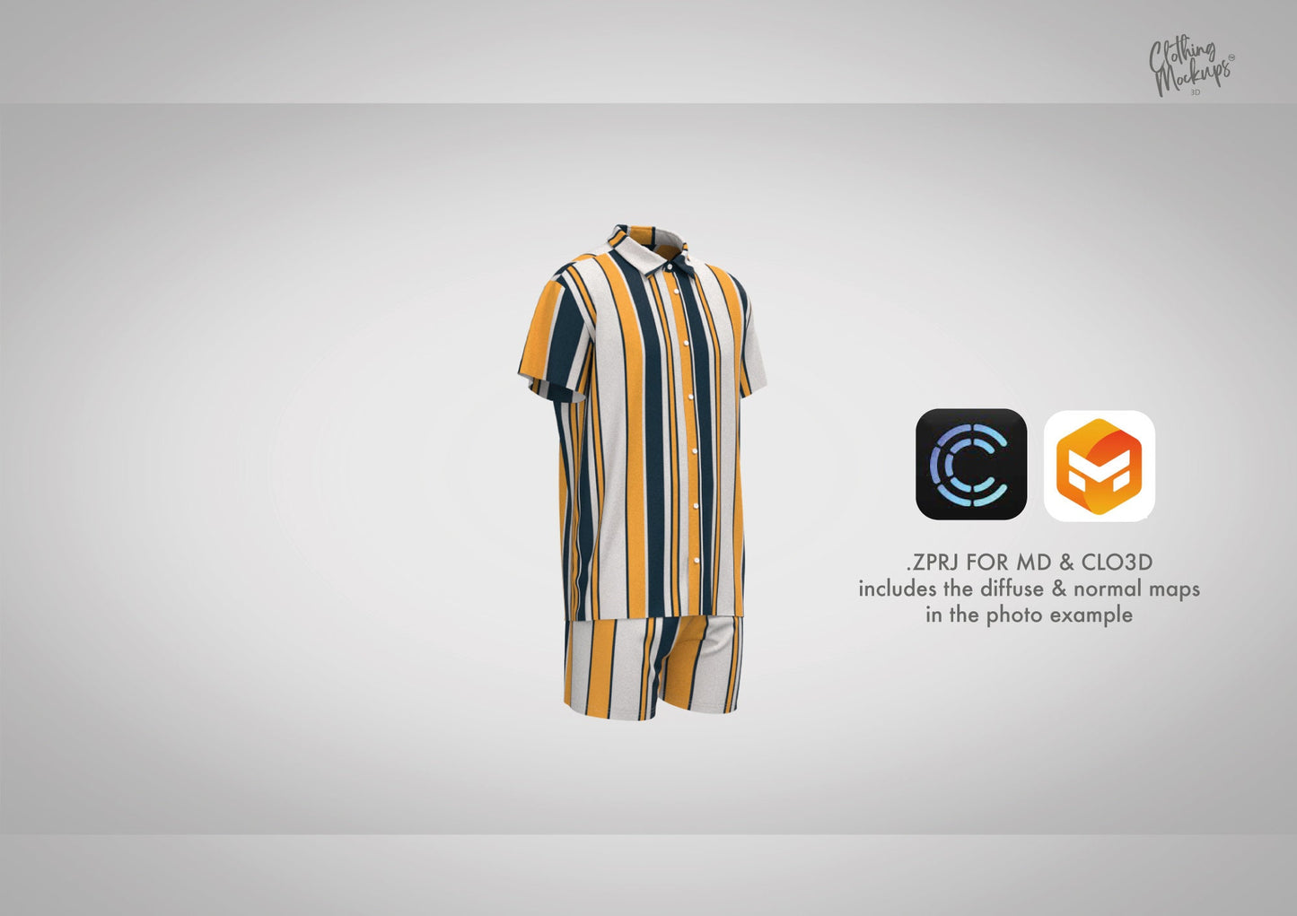 3D Shirt & Shorts Set - Procreate / OBJ / Blender / CLO3D / Marvelous Designer / ZPRJ / GLB