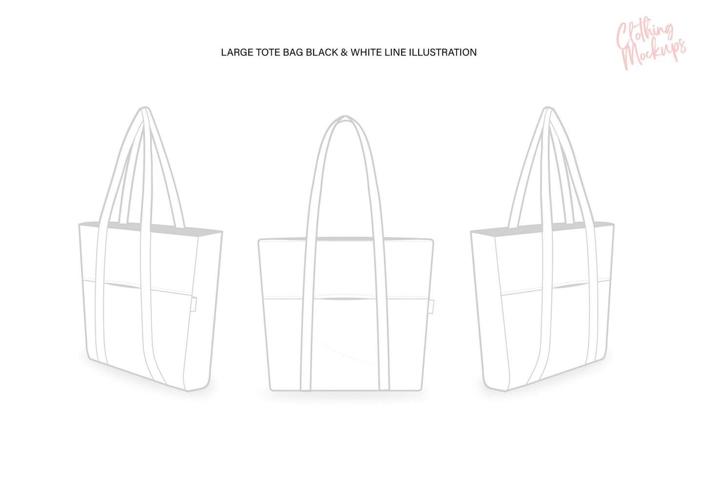 Flat Technical Drawing - Tote bag canvas shopping bag template Procreate png illustrator ai Photoshop psd